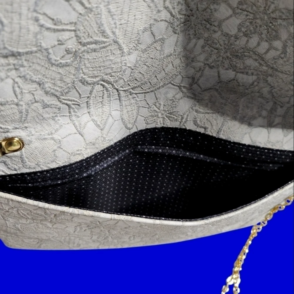 Urban Expressions Lace Textured Light Gray Crossbody Purse/Clutch